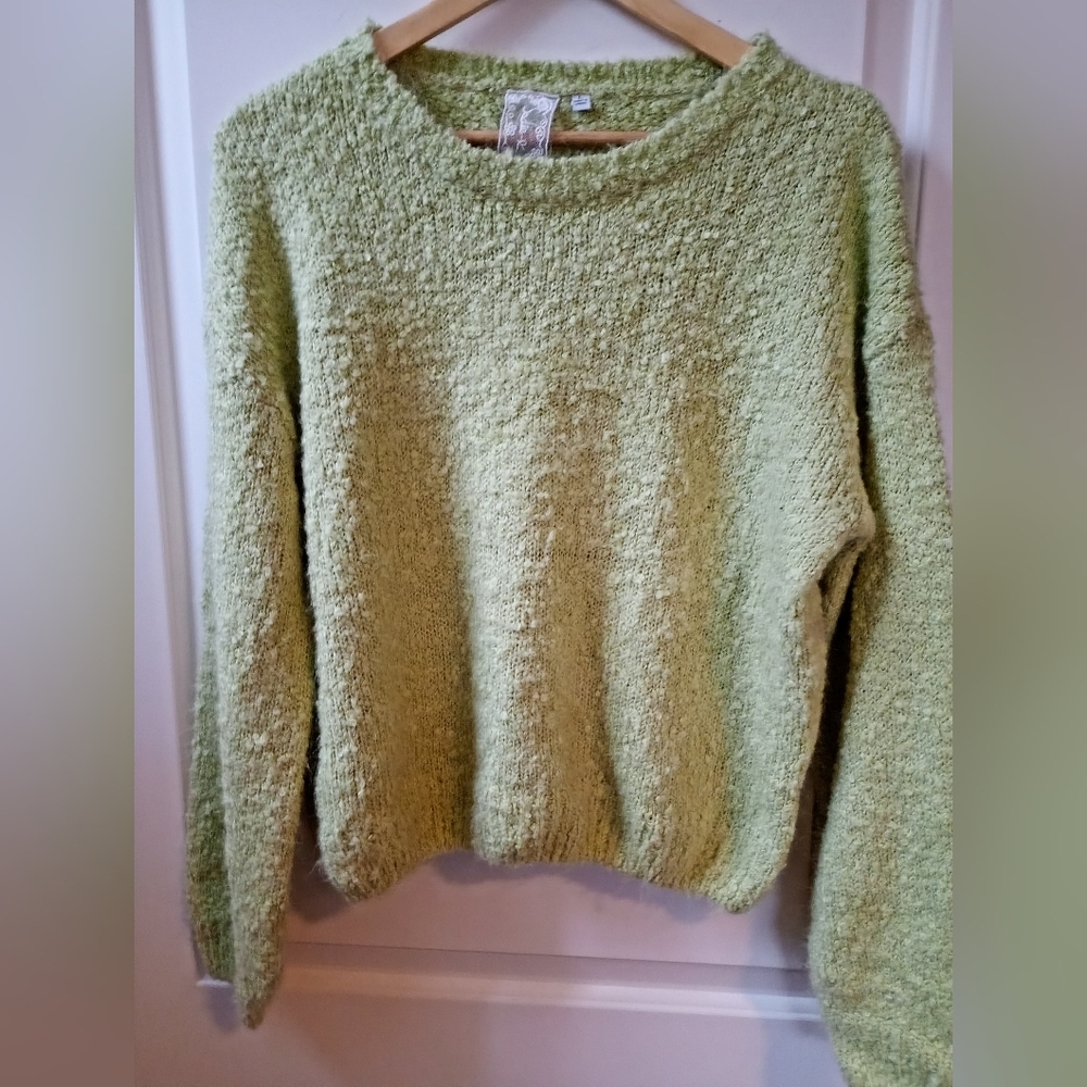 🩷Sadie + Sage Cozy Apple Green Popcorn Sweater ~Size L